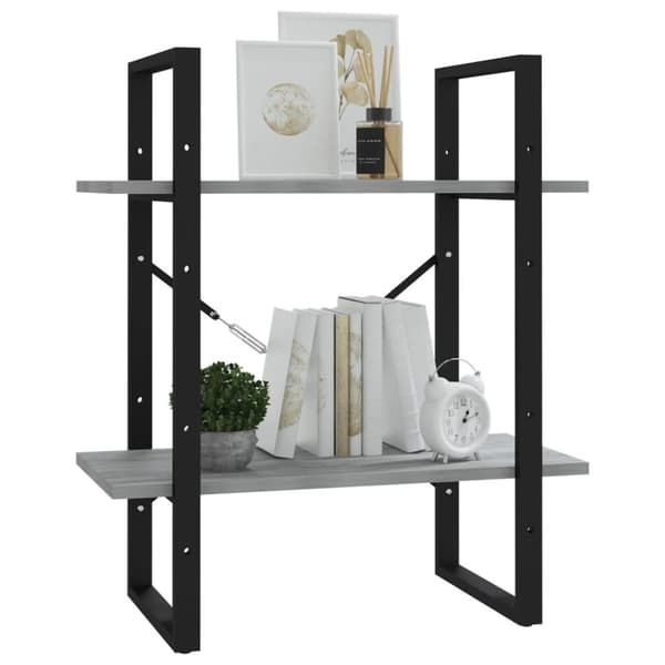 vidaXL bogreol m. 2 hylder 60x30x70 cm konstrueret træ grå sonoma - Bogskabe & reoler
