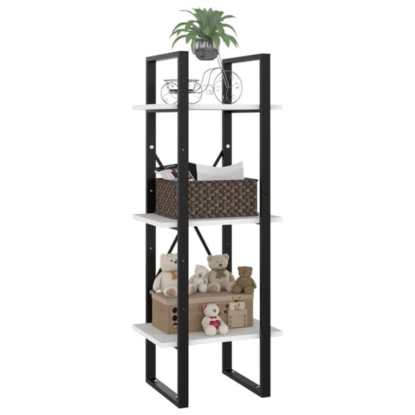 vidaXL Bokhylla 3 hyllor vit 40x30x105 cm konstruerat trä - Bokhyllor & fristående hyllor
