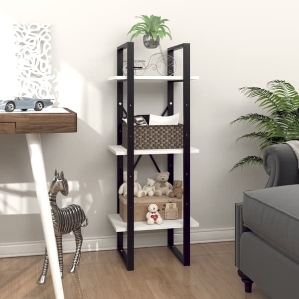 vidaXL Bokhylla 3 hyllor vit 40x30x105 cm konstruerat trä - Bokhyllor & fristående hyllor