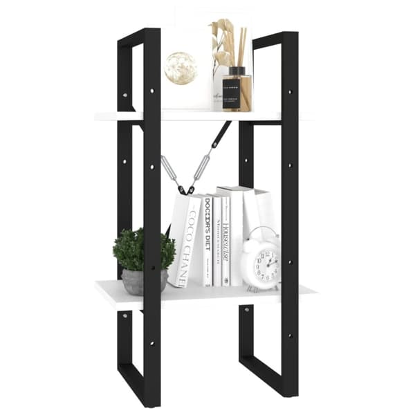 vidaXL bogreol med 2 hylder 40x30x70 cm konstrueret træ hvid - Bogskabe & reoler