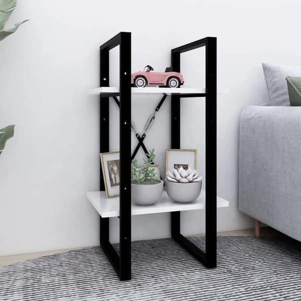 vidaXL bogreol med 2 hylder 40x30x70 cm konstrueret træ hvid - Bogskabe & reoler