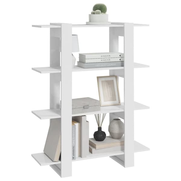 vidaXL Bokhylla/rumsavdelare vit högglans 100x30x123,5 cm - Bokhyllor & fristående hyllor