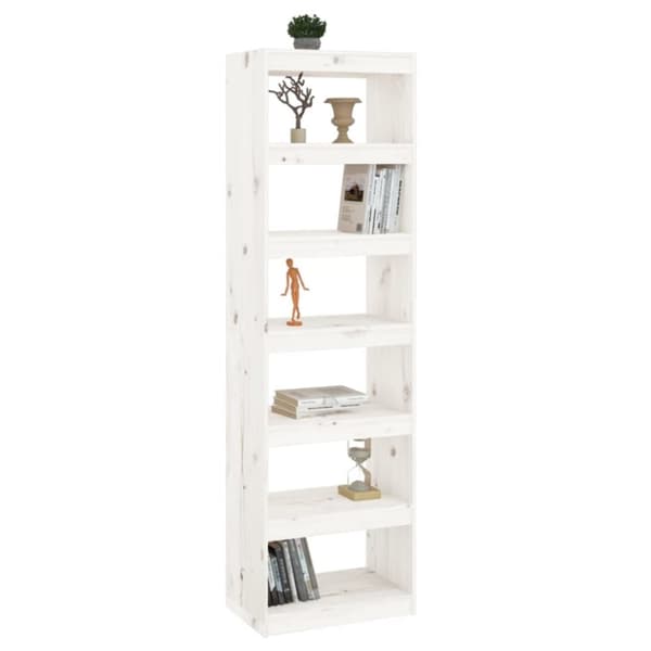 vidaXL bogreol/rumdeler 60x30x199,5cm massivt fyrretræ hvid - Bogskabe & reoler
