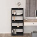 Miniatyrbillede 4 af 10: vidaXL bogreol/rumdeler 60x30x135,5 massivt fyrretræ sort -  Bogskabe & reoler