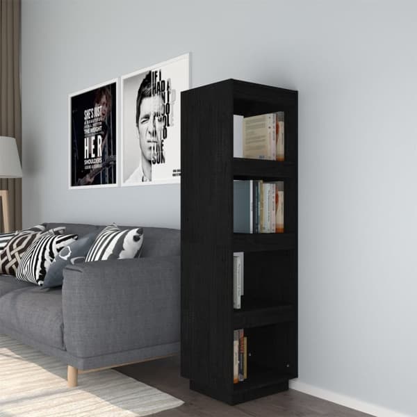 vidaXL bogreol/rumdeler 40x35x135 cm massivt fyrretræ sort -  Bogskabe & reoler