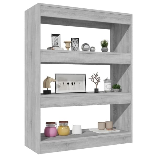 vidaXL Kirjahylly/tilanjakaja harmaa Sonoma 80x30x103 cm tekninen puu - Kirjahyllyt