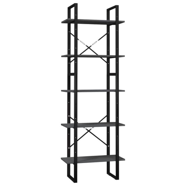 vidaXL bogreol med 5 hylder 60x30x175 cm fyrretræ grå -  Bogskabe & reoler
