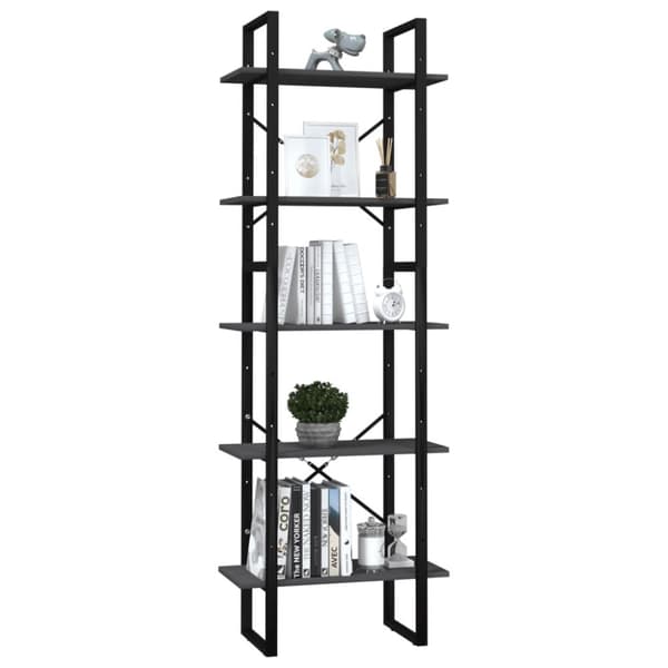 vidaXL bogreol med 5 hylder 60x30x175 cm fyrretræ grå -  Bogskabe & reoler