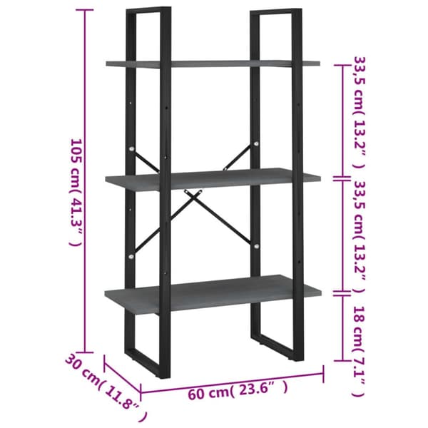 vidaXL Varastohylly harmaa 60x30x105 cm täysi mänty - Kirjahyllyt