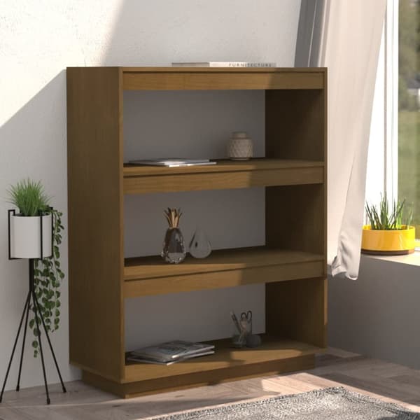 vidaXL bogreol/rumdeler 80x35x103 cm massivt fyrretræ gyldenbrun - Bogskabe & reoler