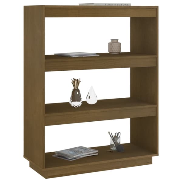 vidaXL bogreol/rumdeler 80x35x103 cm massivt fyrretræ gyldenbrun - Bogskabe & reoler