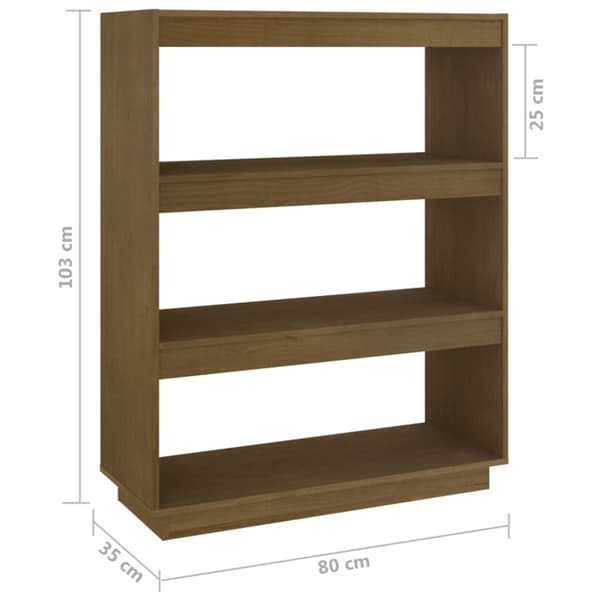 vidaXL bogreol/rumdeler 80x35x103 cm massivt fyrretræ gyldenbrun - Bogskabe & reoler