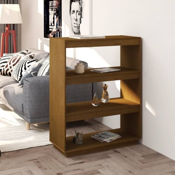 vidaXL bogreol/rumdeler 80x35x103 cm massivt fyrretræ gyldenbrun - Bogskabe & reoler
