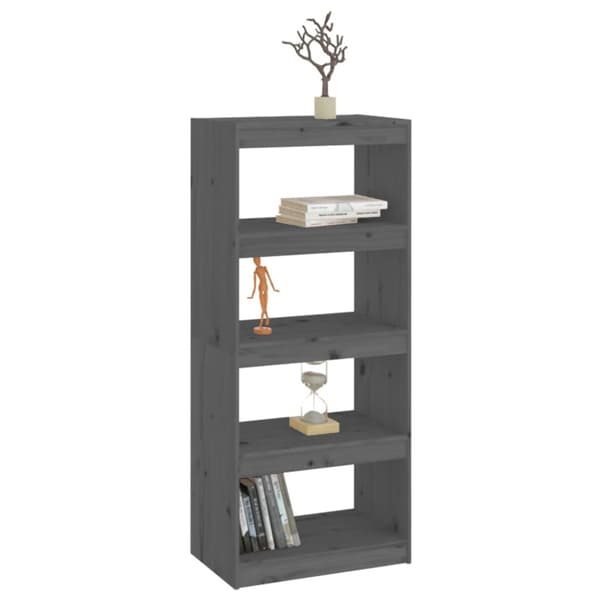 vidaXL bogreol/rumdeler 60x30x135,5 cm massivt fyrretræ grå - Bogskabe & reoler