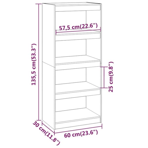 vidaXL bogreol/rumdeler 60x30x135,5 cm massivt fyrretræ grå - Bogskabe & reoler