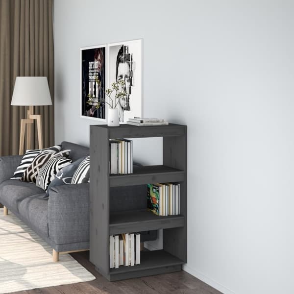vidaXL bogreol/rumdeler 60x35x103 cm massivt fyrretræ grå - Bogskabe & reoler