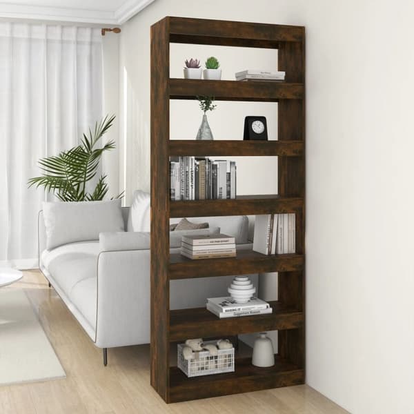 vidaXL bogreol/rumdeler 80x30x198 cm konstrueret træ røget egetræ -  Bogskabe & reoler