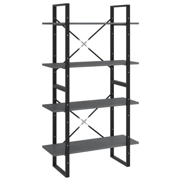 vidaXL bogreol med 4 hylder 80x30x140 cm massivt fyrretræ grå -  Bogskabe & reoler