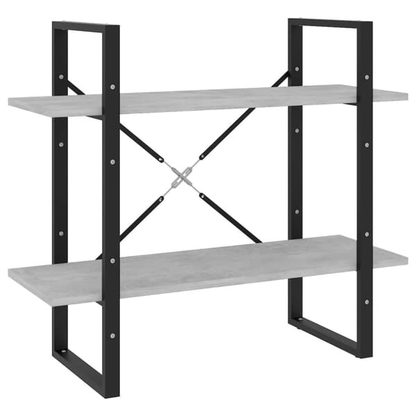 vidaXL Bokhylla 2 hyllor betonggrå 80x30x70 cm konstruerat trä - Bokhyllor & fristående hyllor