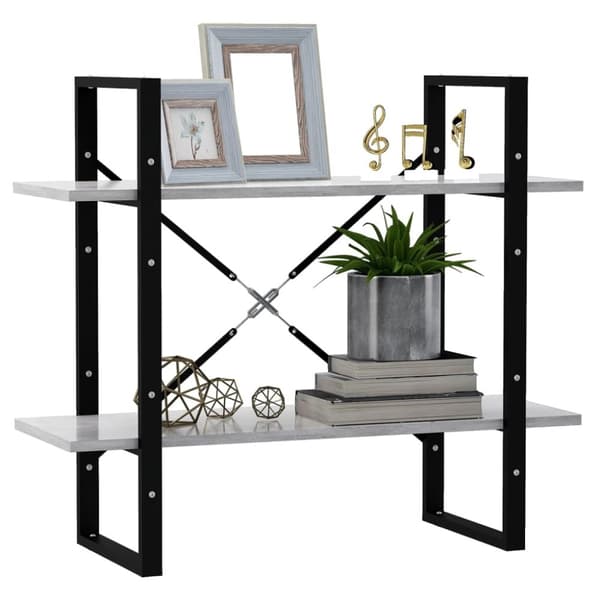 vidaXL Bokhylla 2 hyllor betonggrå 80x30x70 cm konstruerat trä -  Bokhyllor & fristående hyllor