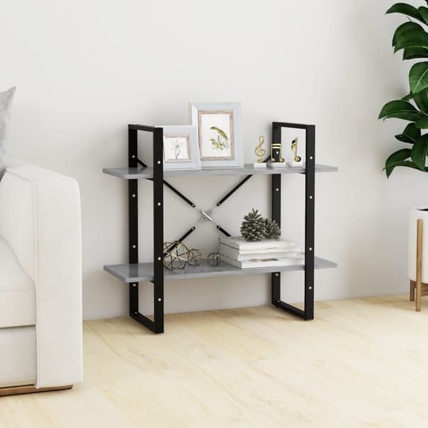 vidaXL Bokhylla 2 hyllor betonggrå 80x30x70 cm konstruerat trä - Bokhyllor & fristående hyllor