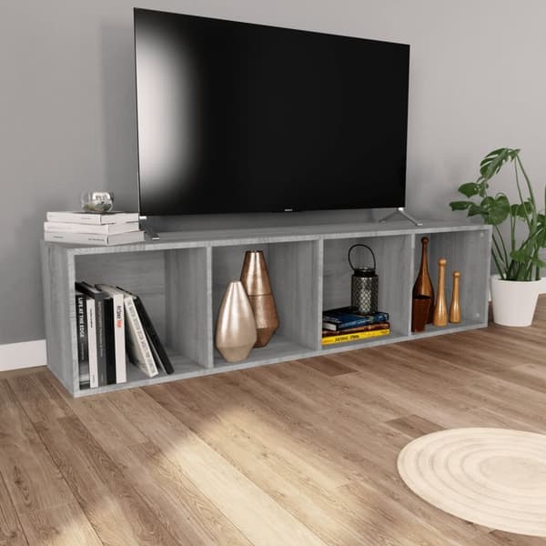 vidaXL bogreol/tv-bord 36x30x143 cm konstrueret træ grå sonoma-eg - Bogskabe & reoler