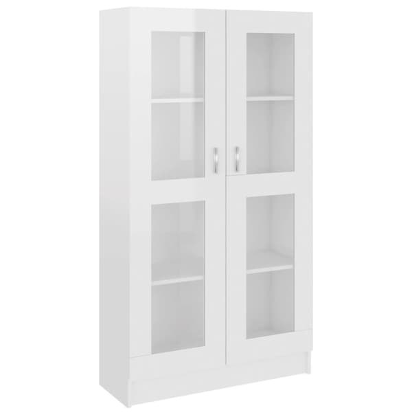 vidaXL Vitrinskåp vit högglans 82,5x30,5x150 cm spånskiva -  Bokhyllor & fristående hyllor