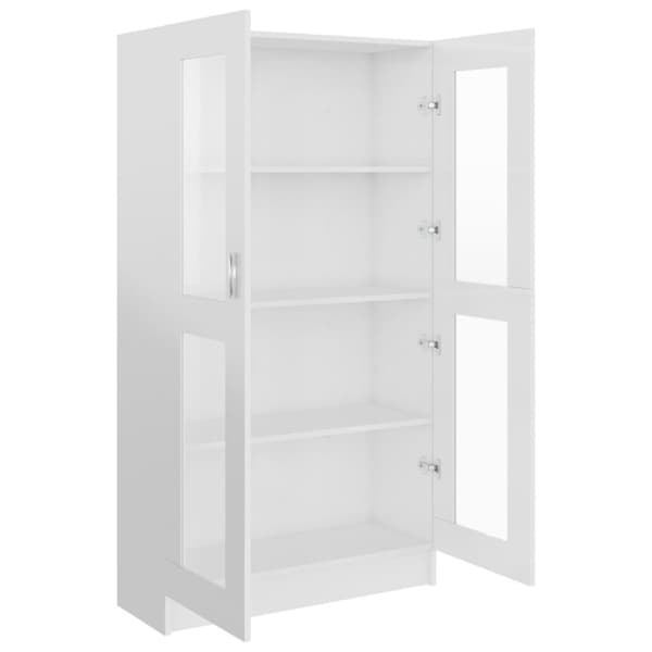 vidaXL Vitrinskåp vit högglans 82,5x30,5x150 cm spånskiva -  Bokhyllor & fristående hyllor