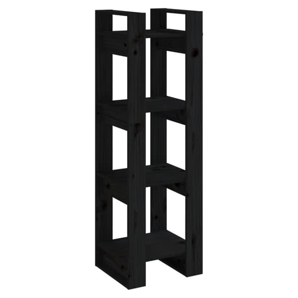 vidaXL bogreol/rumdeler 41x35x125 cm massivt fyrretræ sort -  Bogskabe & reoler