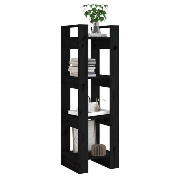 vidaXL bogreol/rumdeler 41x35x125 cm massivt fyrretræ sort -  Bogskabe & reoler