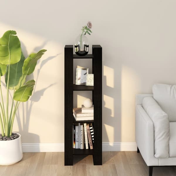 vidaXL bogreol/rumdeler 41x35x125 cm massivt fyrretræ sort -  Bogskabe & reoler