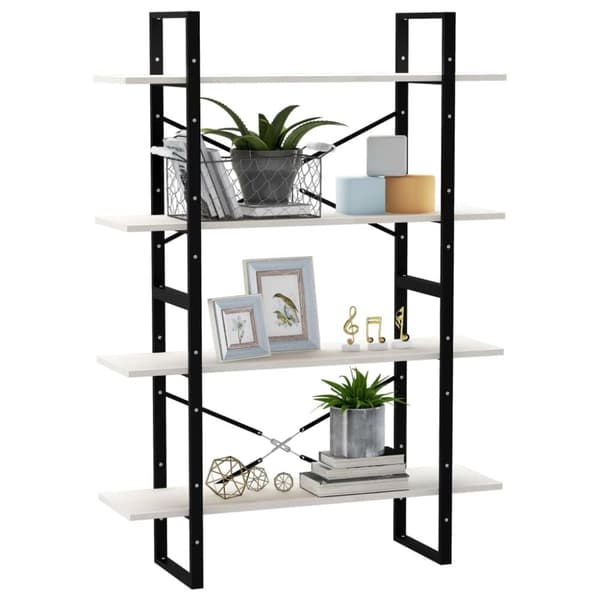 vidaXL bogreol med 4 hylder 100x30x140 cm massivt fyrretræ hvid -  Bogskabe & reoler
