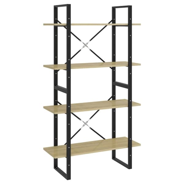 vidaXL bogreol med 4 hylder 80x30x140 cm spånplade sonoma-eg -  Bogskabe & reoler