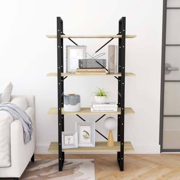 vidaXL bogreol med 4 hylder 80x30x140 cm spånplade sonoma-eg -  Bogskabe & reoler