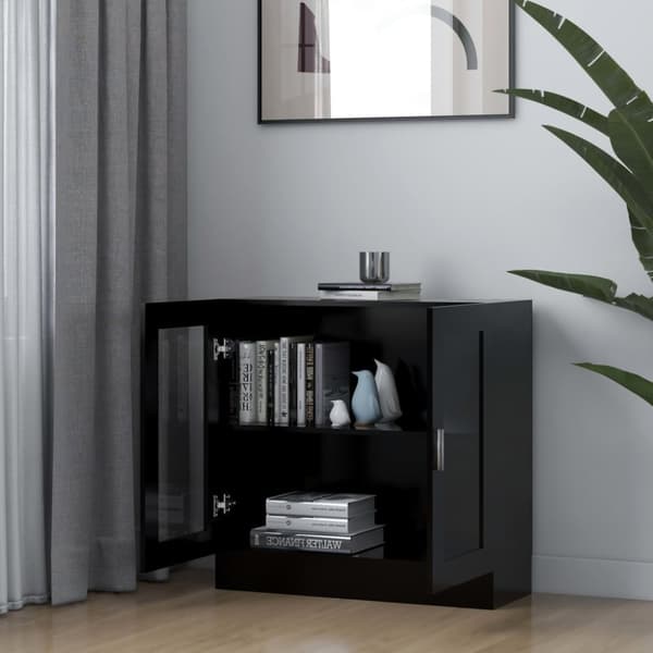 vidaXL Vitrinskåp svart 82,5x30,5x80 cm konstruerat trä -  Bokhyllor & fristående hyllor