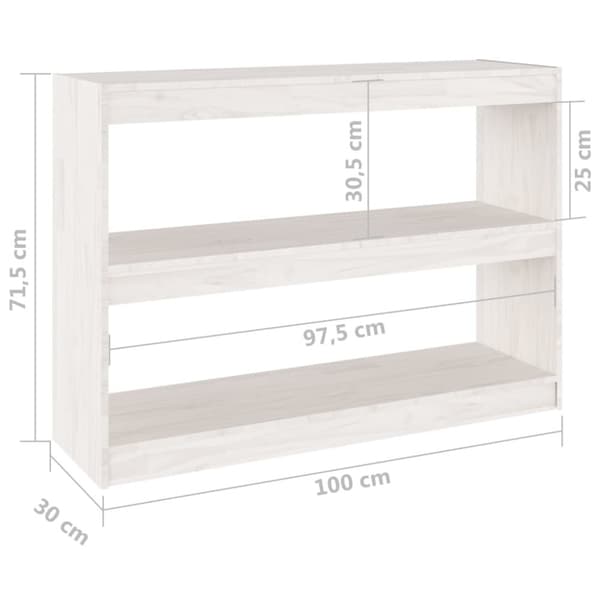 vidaXL bogreol/rumdeler 100x30x71,5 cm fyrretræ hvid -  Bogskabe & reoler