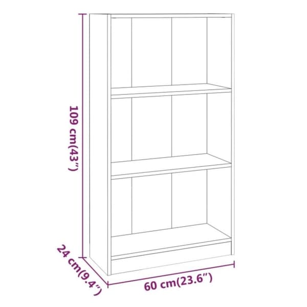 vidaXL bogreol 60x24x109 cm konstrueret træ røget egetræsfarve -  Bogskabe & reoler