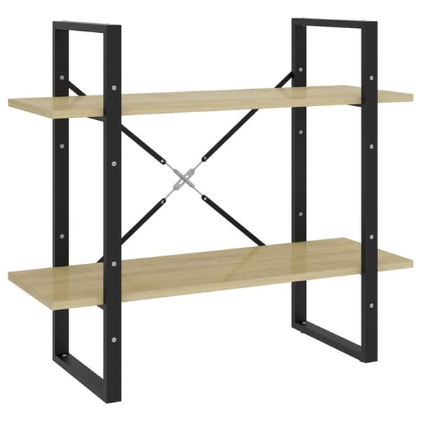 vidaXL bogreol med 2 hylder 80x30x70 cm konstrueret træ sonoma-eg - Bogskabe & reoler