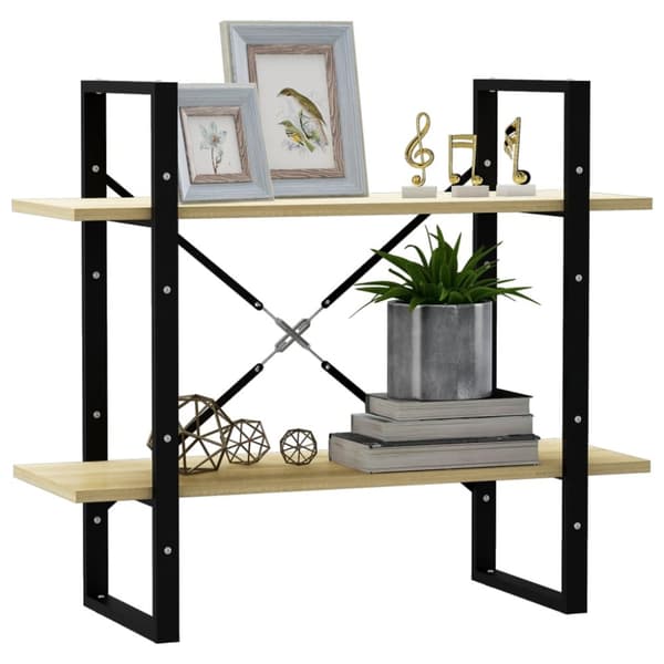 vidaXL bogreol med 2 hylder 80x30x70 cm konstrueret træ sonoma-eg - Bogskabe & reoler