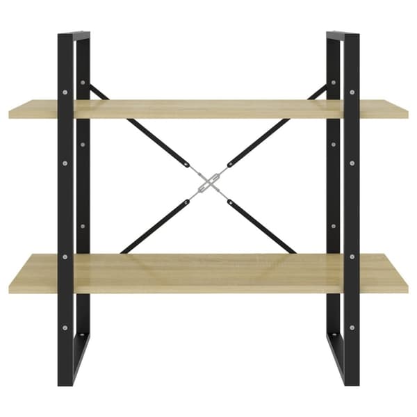 vidaXL bogreol med 2 hylder 80x30x70 cm konstrueret træ sonoma-eg - Bogskabe & reoler