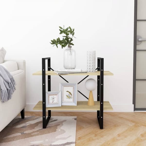 vidaXL bogreol med 2 hylder 80x30x70 cm konstrueret træ sonoma-eg - Bogskabe & reoler