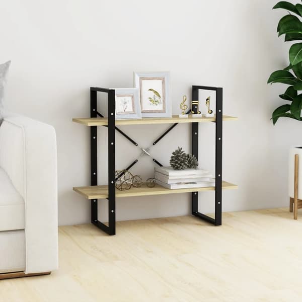 vidaXL bogreol med 2 hylder 80x30x70 cm konstrueret træ sonoma-eg -  Bogskabe & reoler