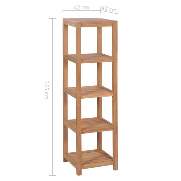 vidaXL Badrumshylla 4 nivåer massiv teak 42x42x165 cm -  Bokhyllor & fristående hyllor