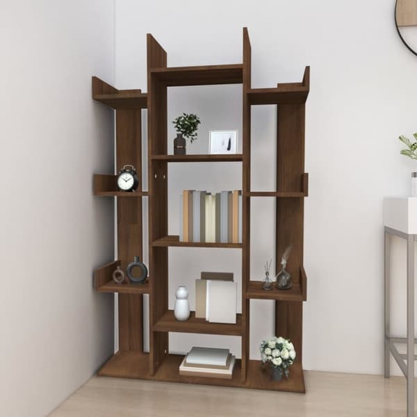 vidaXL bogreol 86x25,5x140 cm konstrueret træ brun egetræ -  Bogskabe & reoler