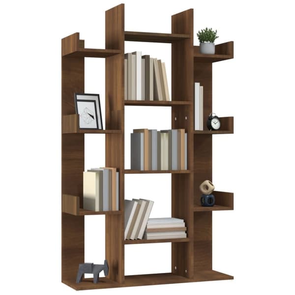vidaXL bogreol 86x25,5x140 cm konstrueret træ brun egetræ -  Bogskabe & reoler
