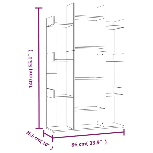 vidaXL bogreol 86x25,5x140 cm konstrueret træ brun egetræ -  Bogskabe & reoler