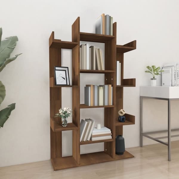vidaXL bogreol 86x25,5x140 cm konstrueret træ brun egetræ -  Bogskabe & reoler