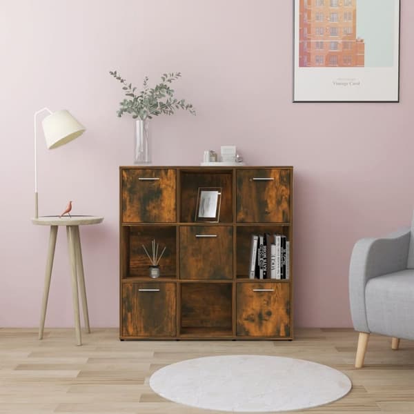 vidaXL Bokhylla rökfärgad ek 90x30x90 cm konstruerat trä -  Bokhyllor & fristående hyllor
