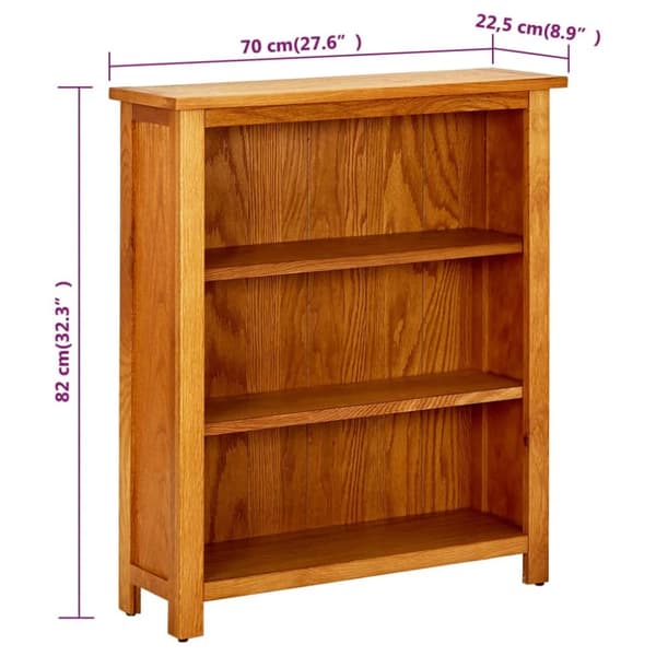 vidaXL bogreol i 3 niveauer 70x22,5x82 cm massivt egetræ - Bogskabe & reoler