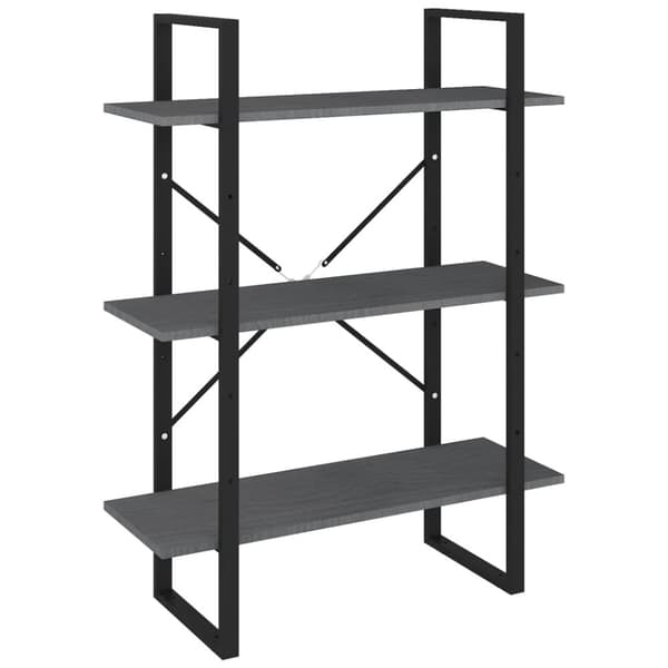 vidaXL bogreol med 3 hylder 80x30x105 cm massivt fyrretræ grå -  Bogskabe & reoler